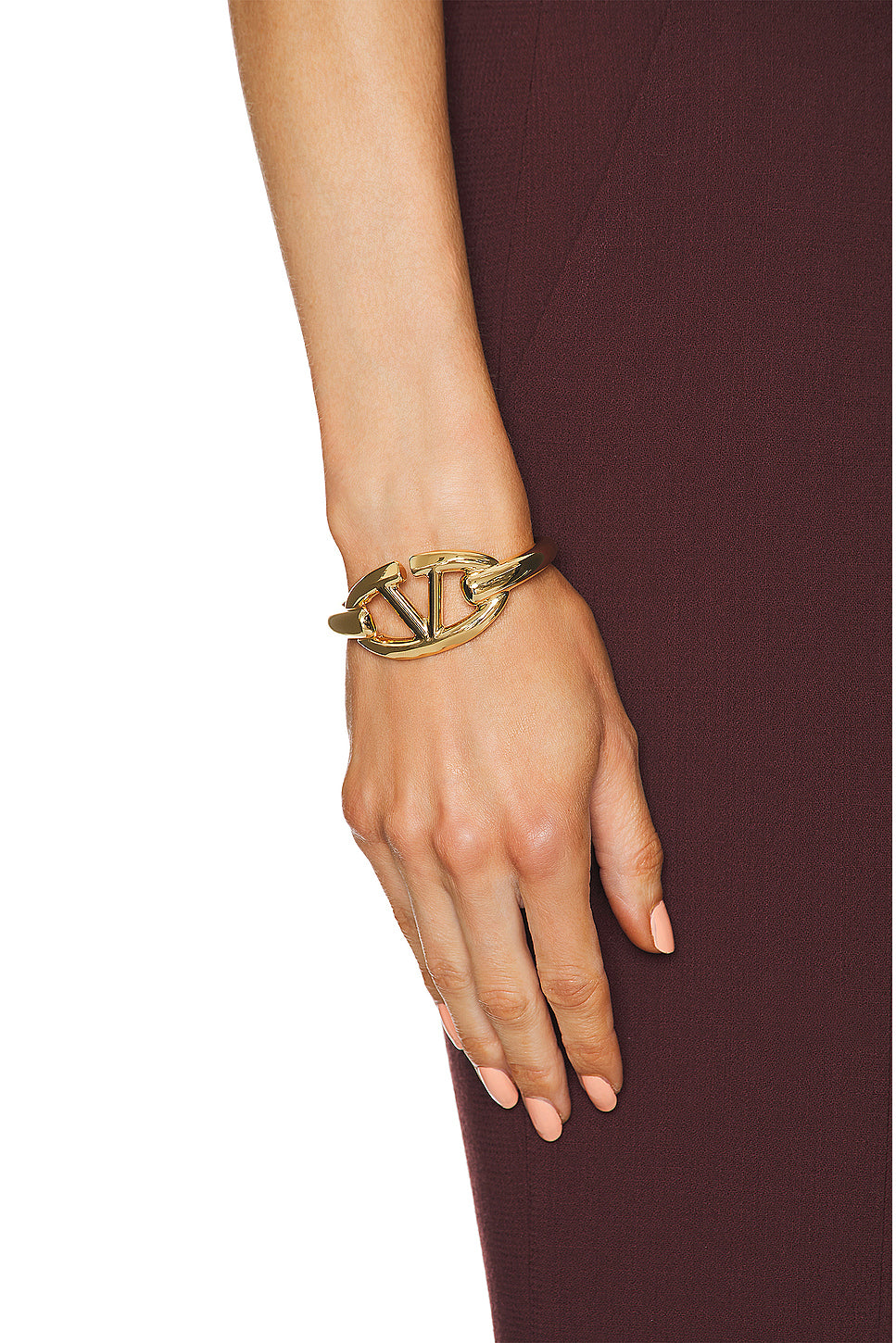 V Logo Moon Bangle Bracelet