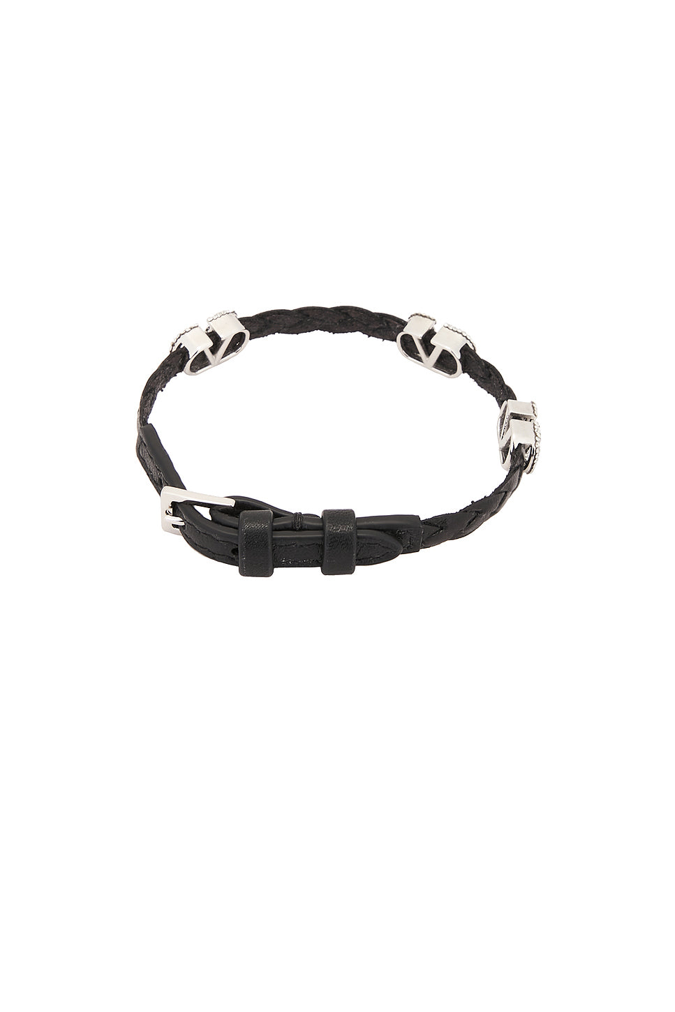 V Logo Signature Leather Bracelet