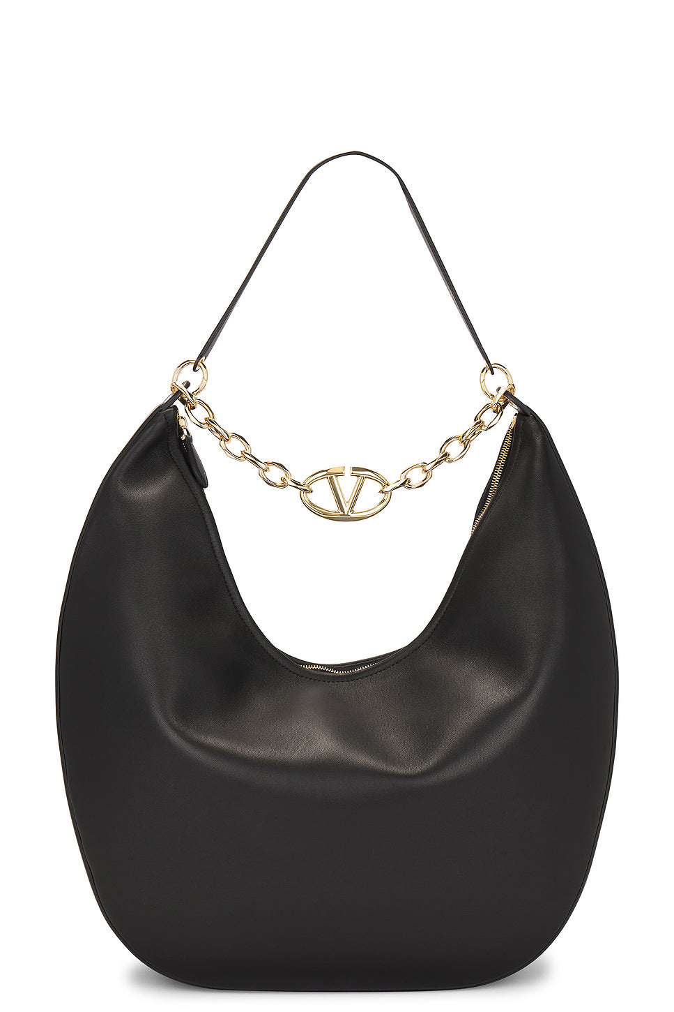 Large V Logo Moon Hobo Bag