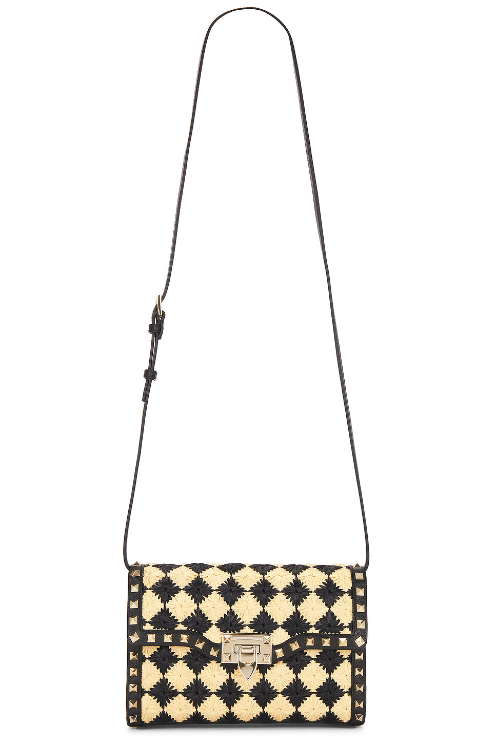 Raffia Small Rockstud Shoulder Bag