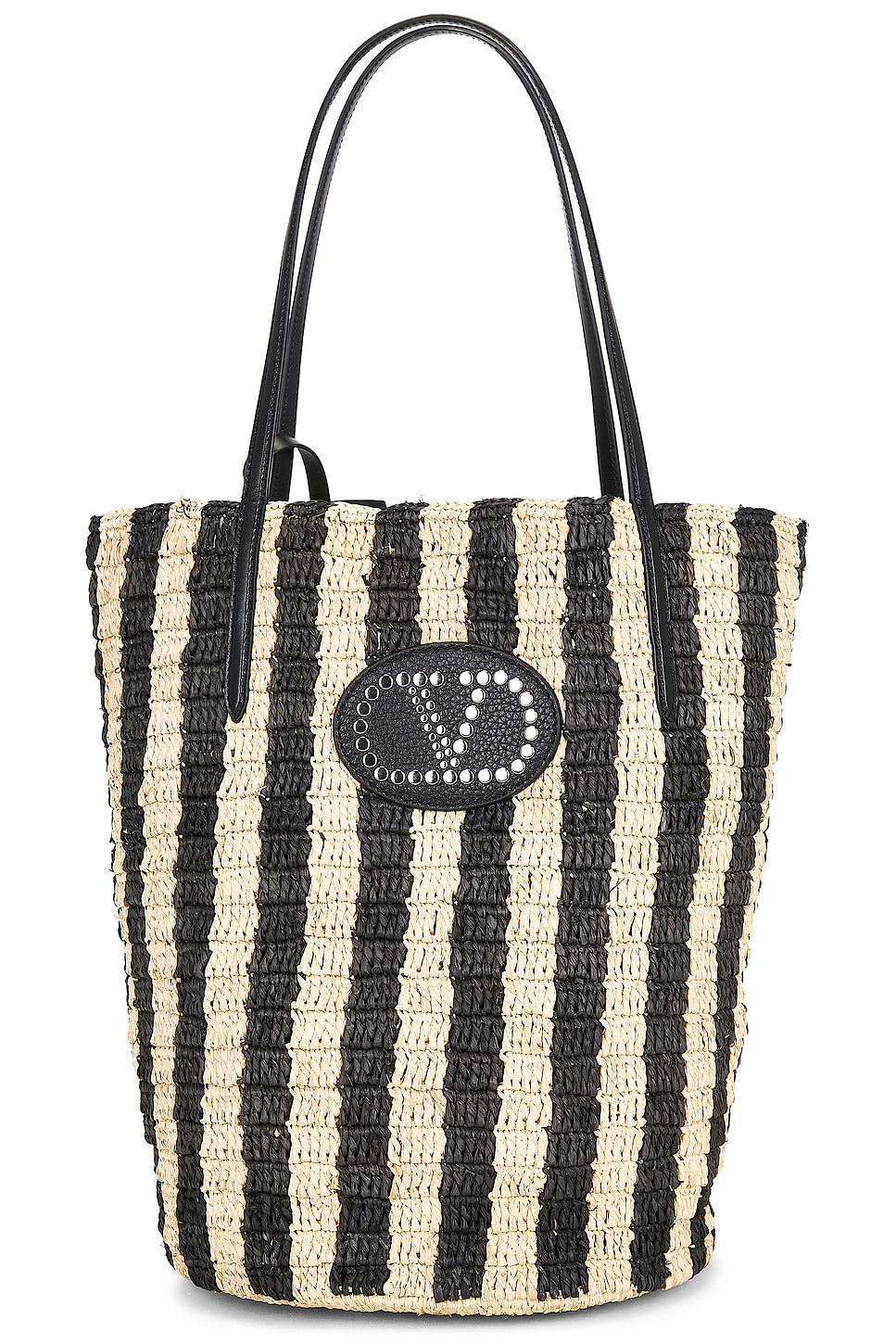 Crochet Raffia VLogo Signature Bucket Bag