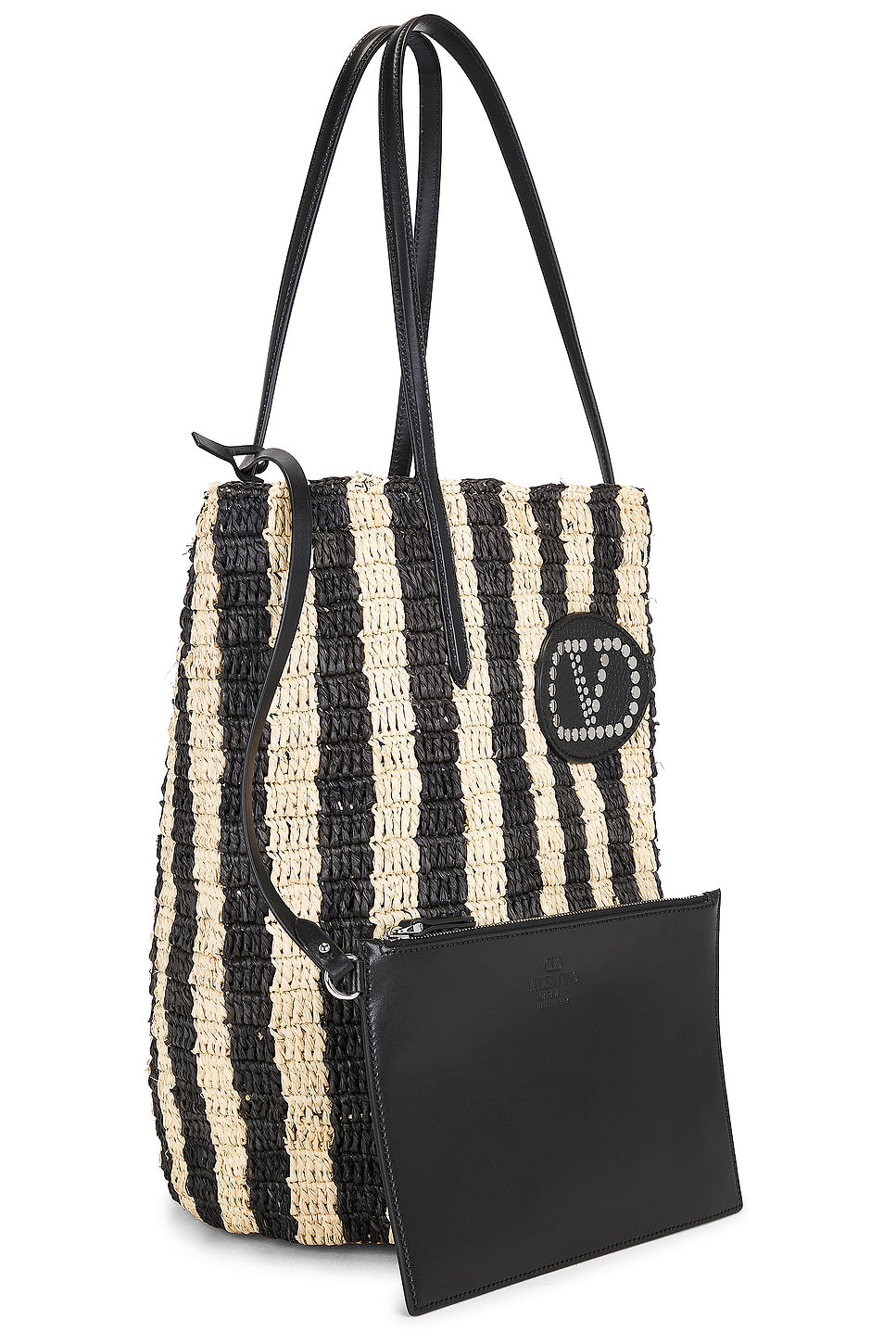 Crochet Raffia VLogo Signature Bucket Bag