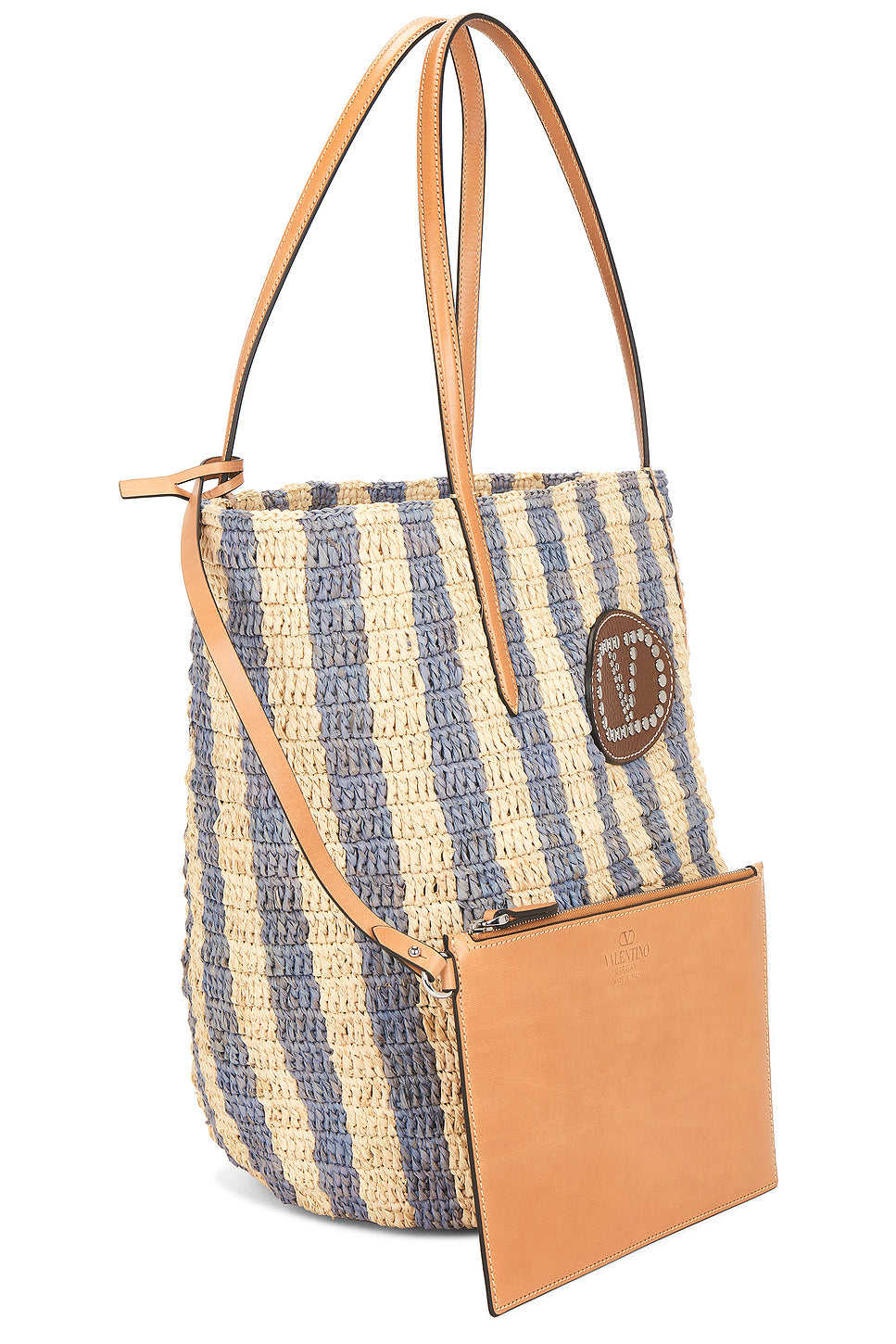Crochet Raffia VLogo Signature Bucket Bag