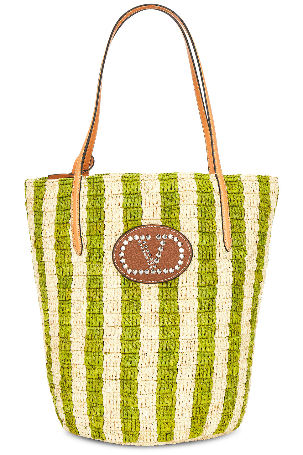 Crochet Raffia VLogo Signature Bucket Bag