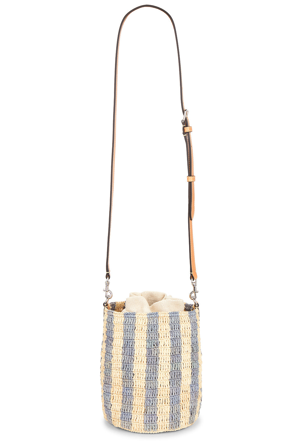 Crochet Raffia VLogo Signature Small Bucket Bag