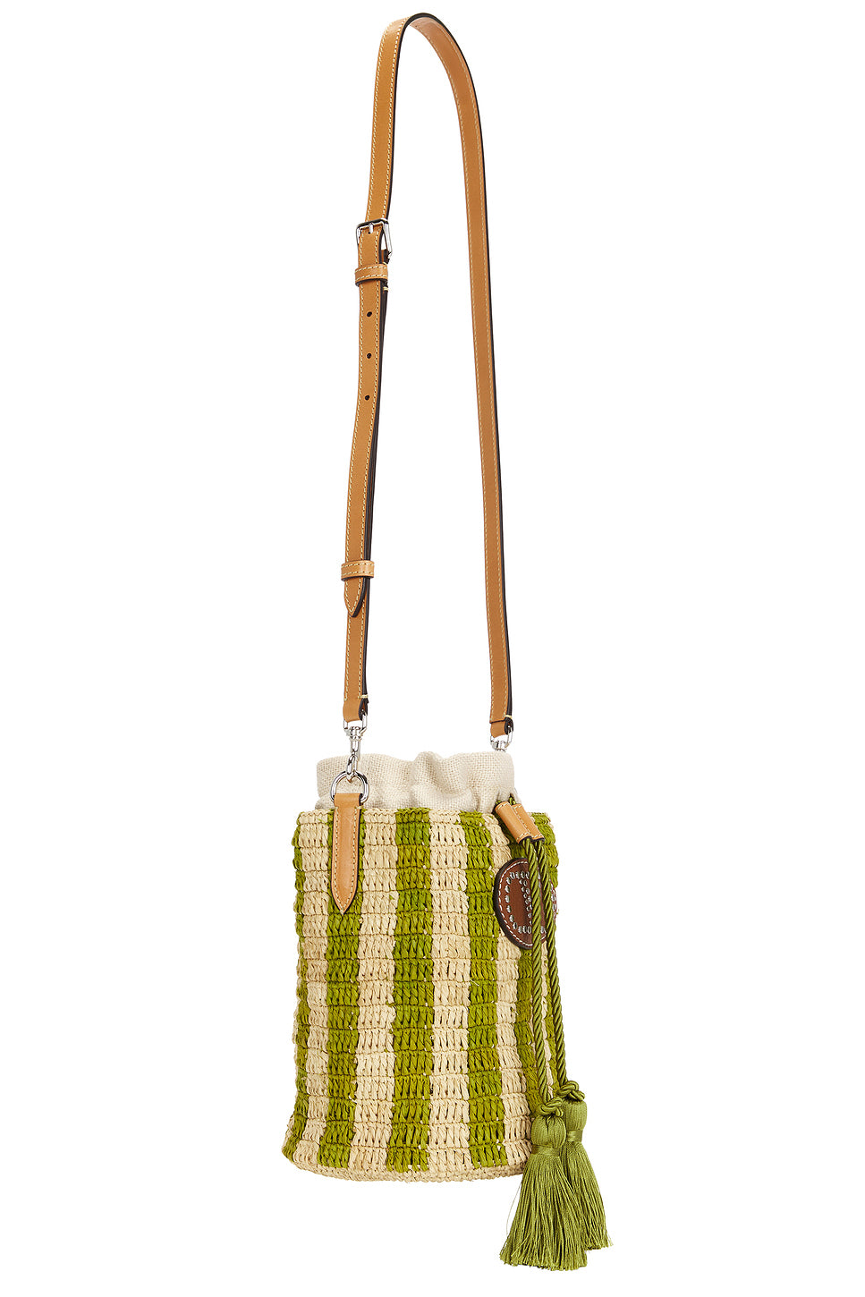 Crochet Raffia VLogo Signature Small Bucket Bag