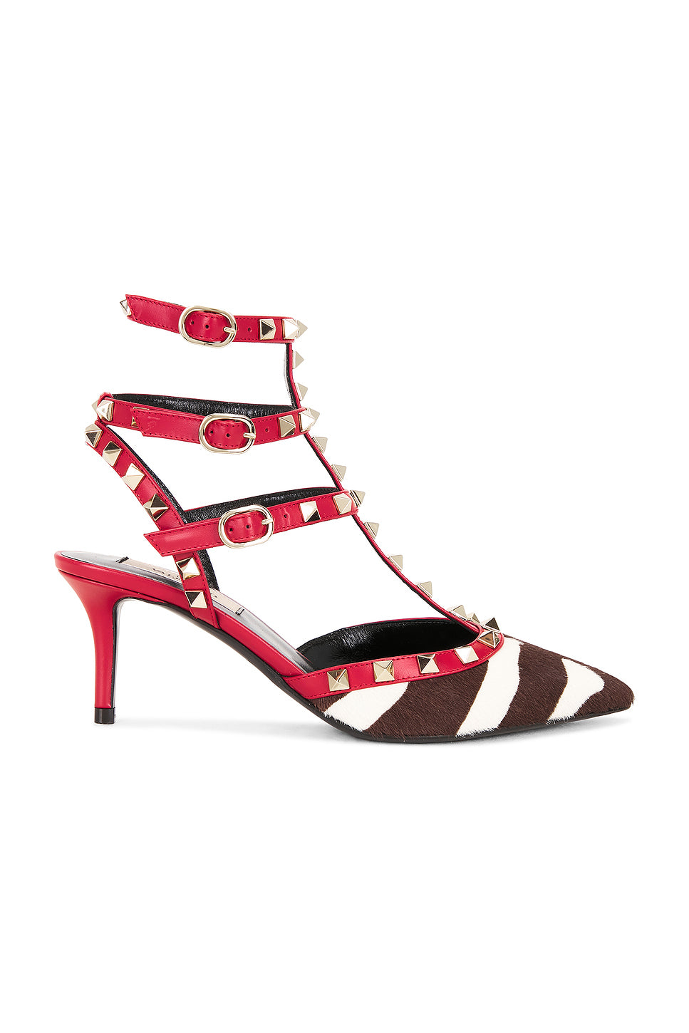 Rockstud Hair Calf Ankle Strap Pump
