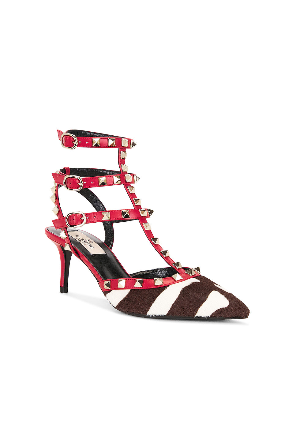 Rockstud Hair Calf Ankle Strap Pump
