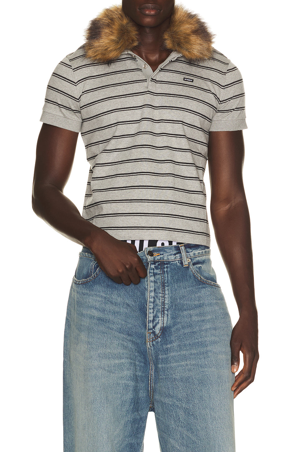 Fitted Polo With Detachable Fur Collar