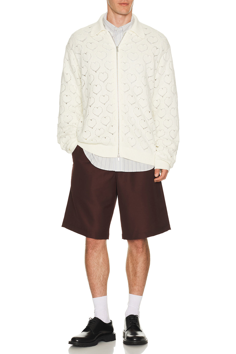 Eyelet Knitted Zip Up