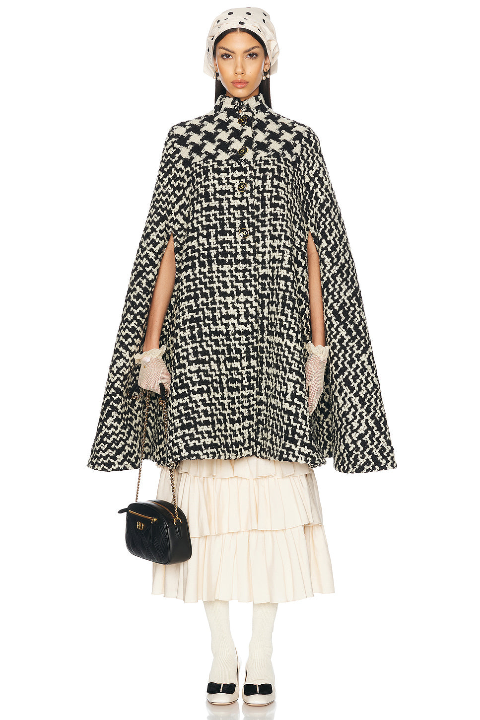 Geometric Tweed Cape