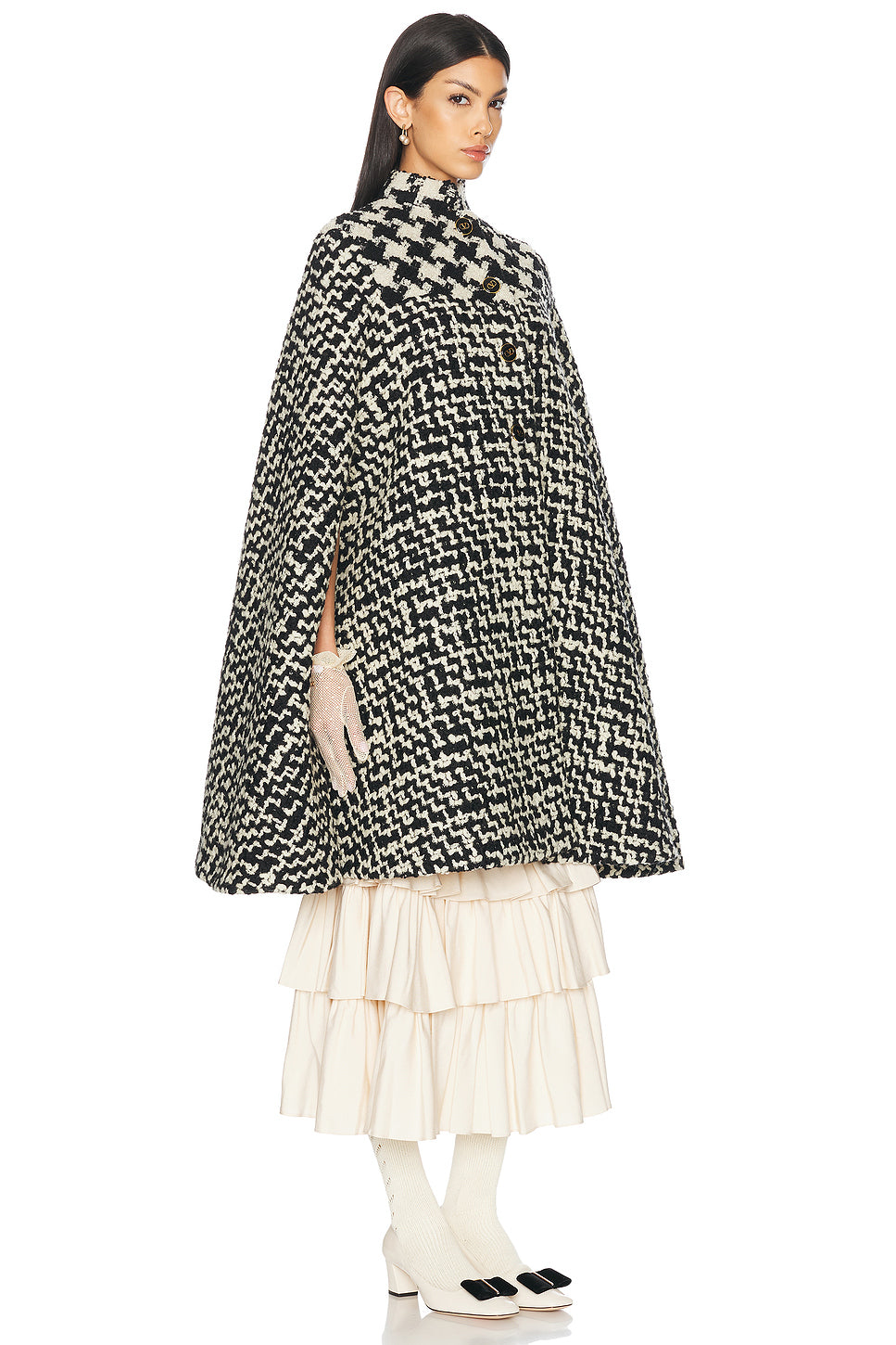 Geometric Tweed Cape