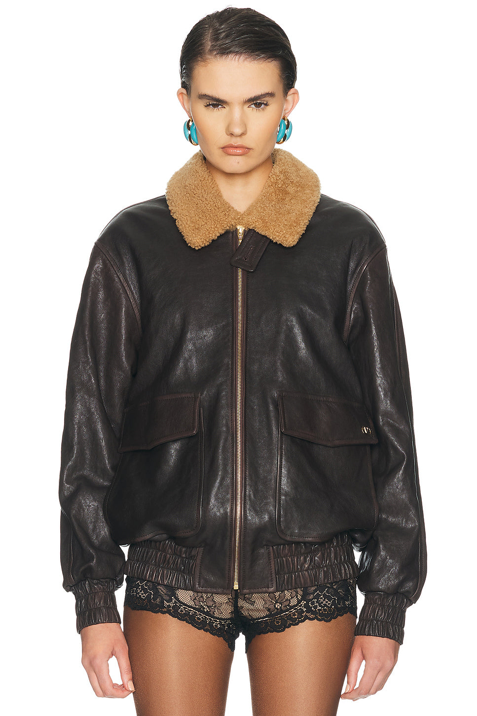 Aged Effect Leather Jacket