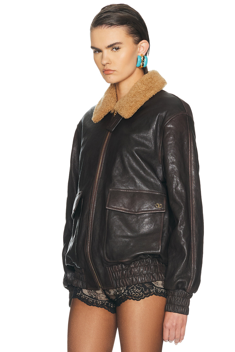 Aged Effect Leather Jacket