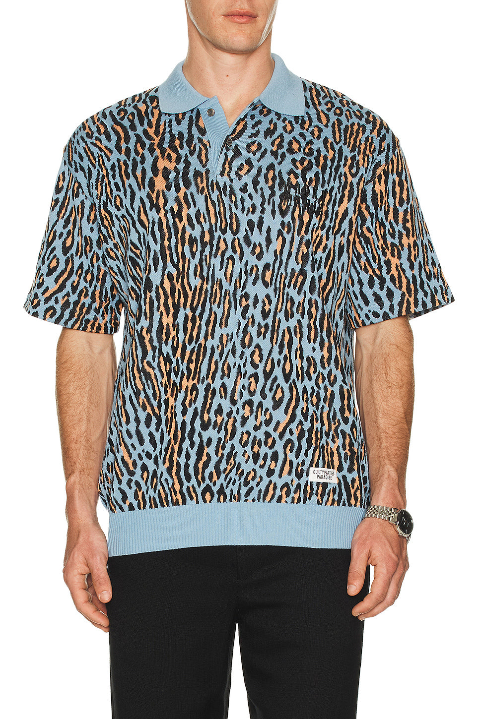 Leopard Knit Polo Shirt
