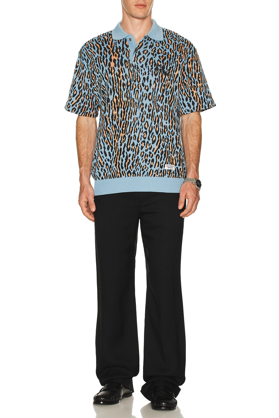 Leopard Knit Polo Shirt