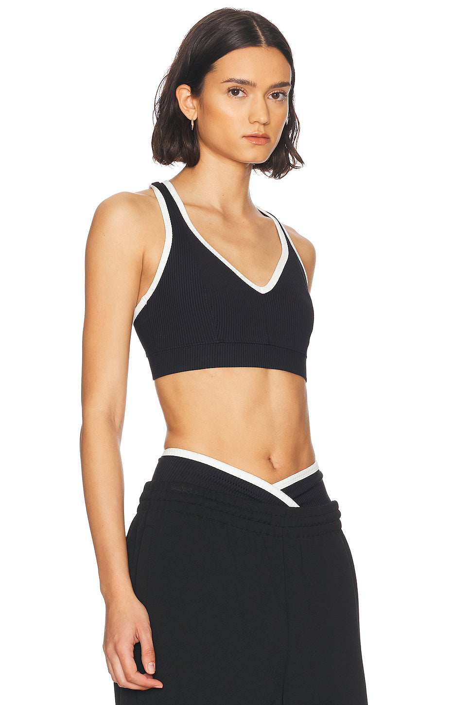 Ribbed V Neck Sports Bra