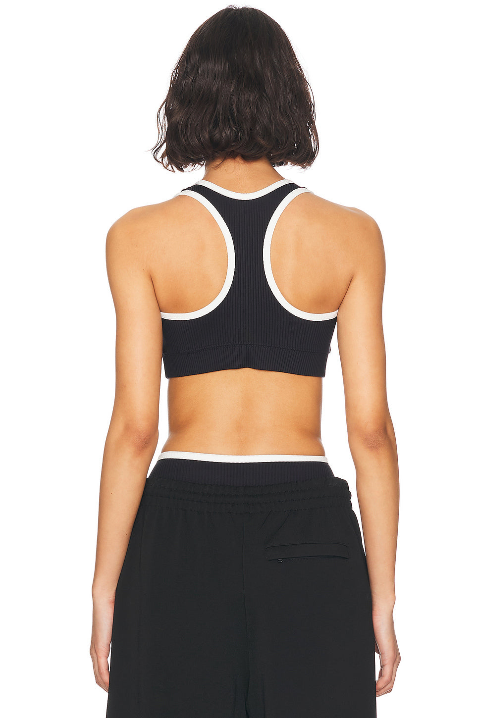 Ribbed V Neck Sports Bra