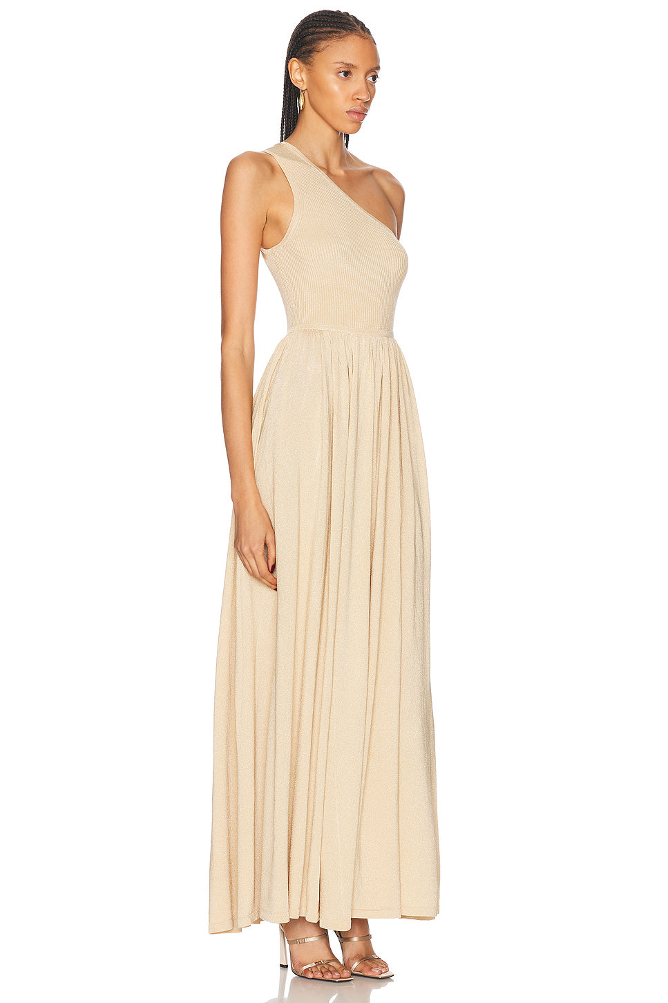 Crush Metallic Asymmetric Maxi Dress