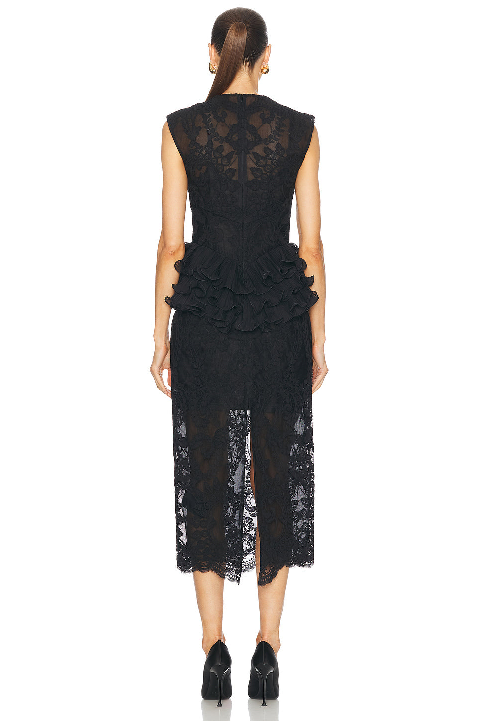 Crush Lace Frill Midi Dress