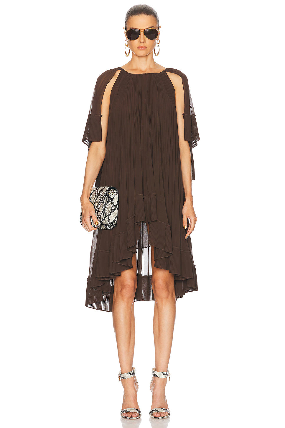 Illuminate Pleated Cape Mini Dress