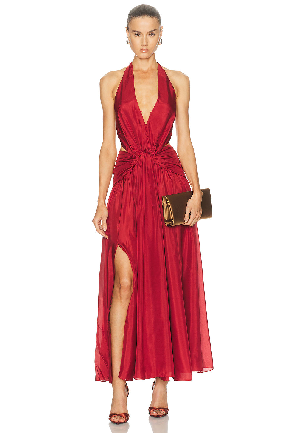 Indra Plunge Halter Maxi Dress