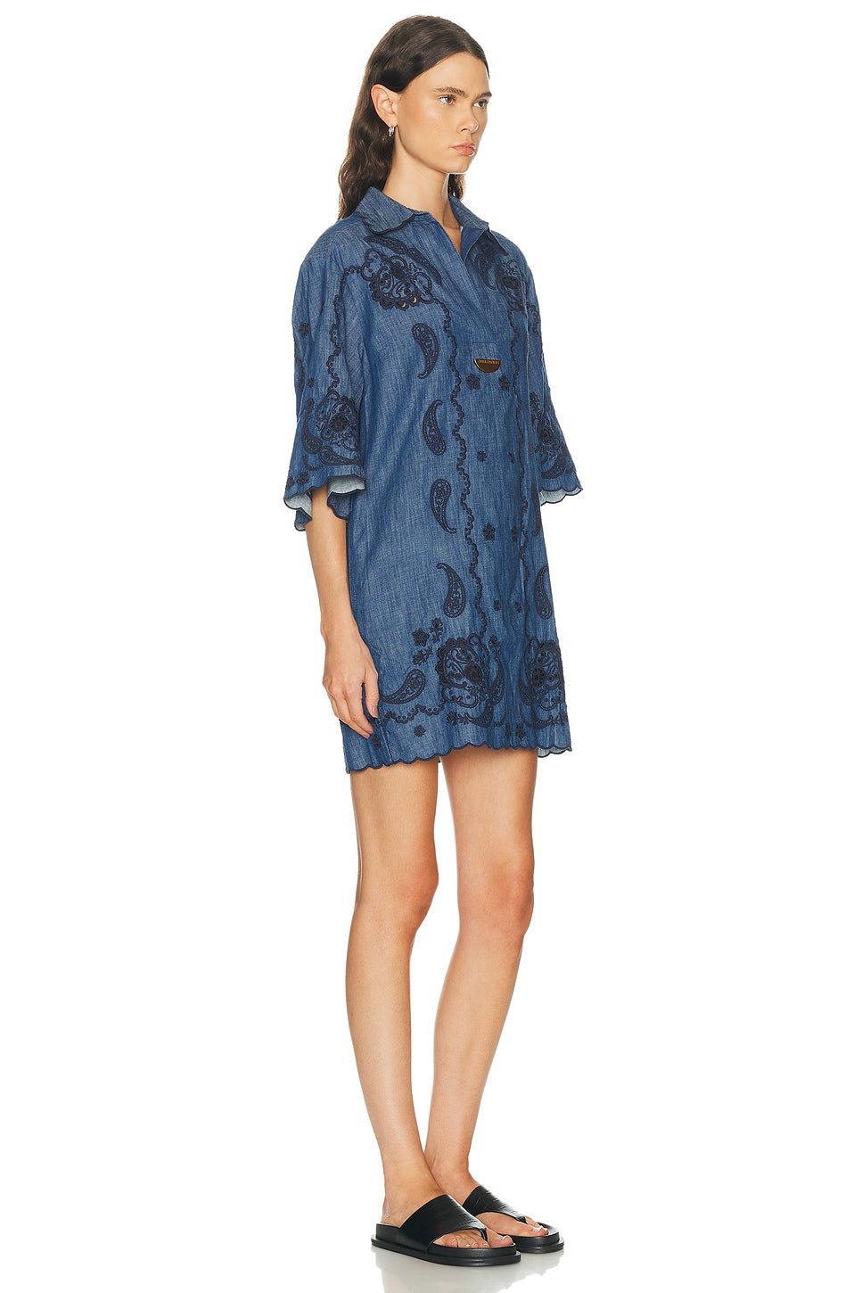 Aster Embroidered Denim Mini Dress