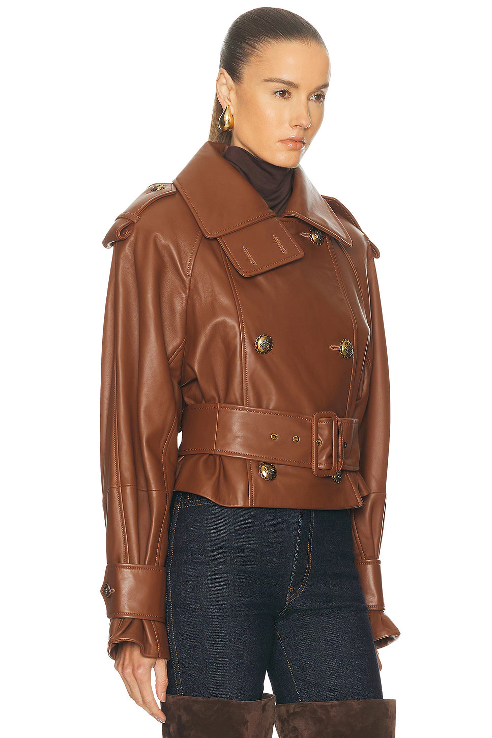 Hypnotic Leather Crop Trench Jacket
