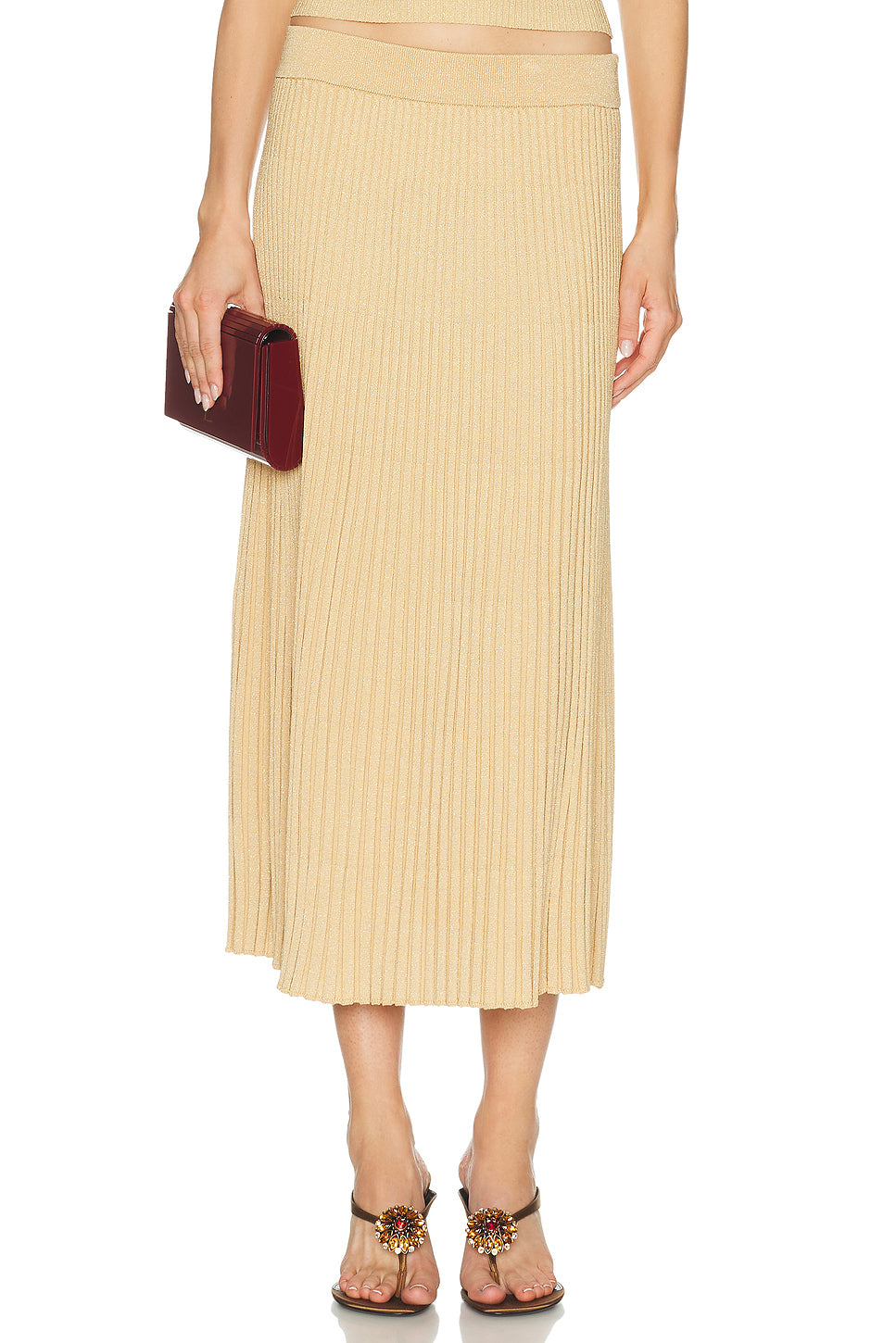 Luna Metallic Midi Skirt