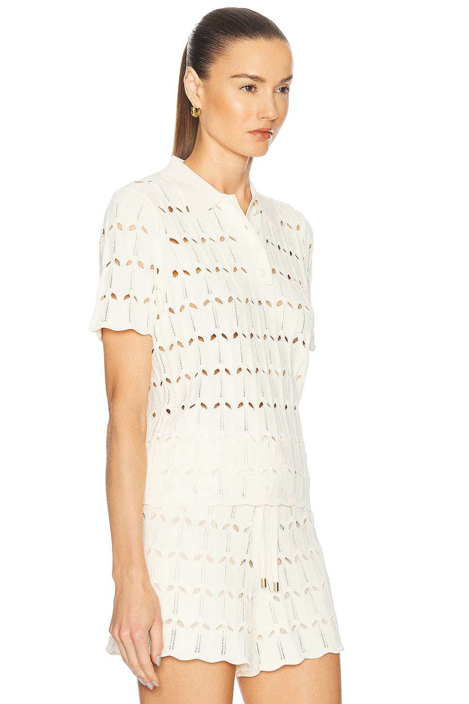 Rhiannon Pointelle Polo Top