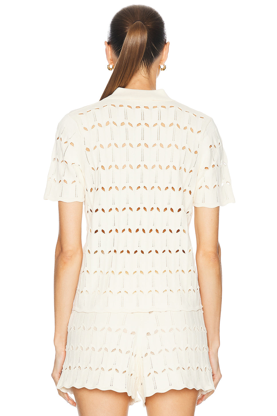 Rhiannon Pointelle Polo Top