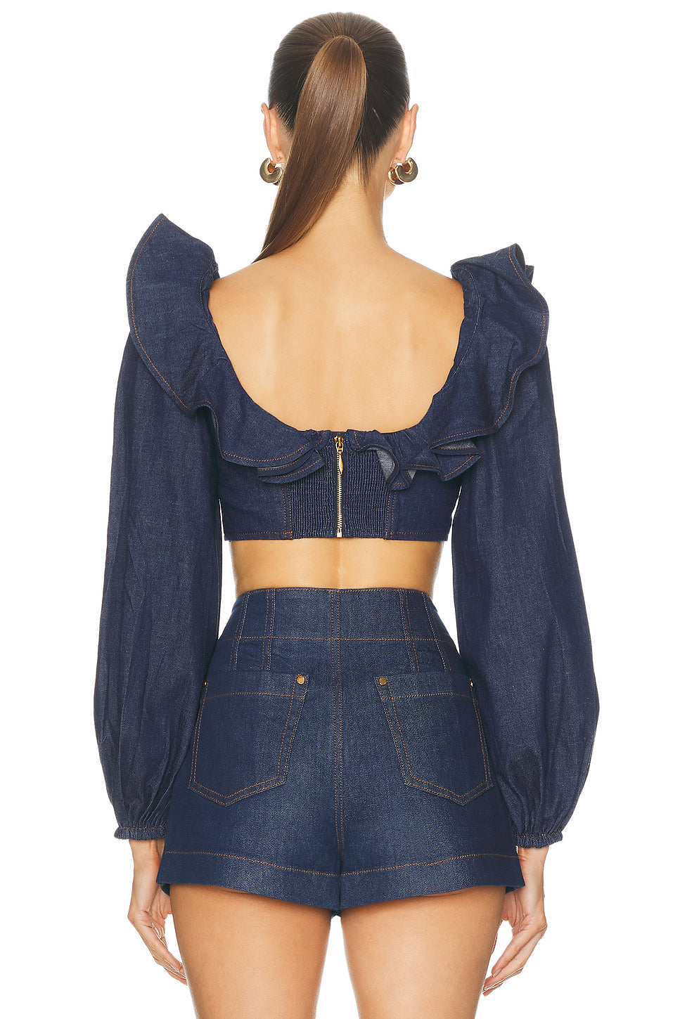 Aster Denim Frill Top