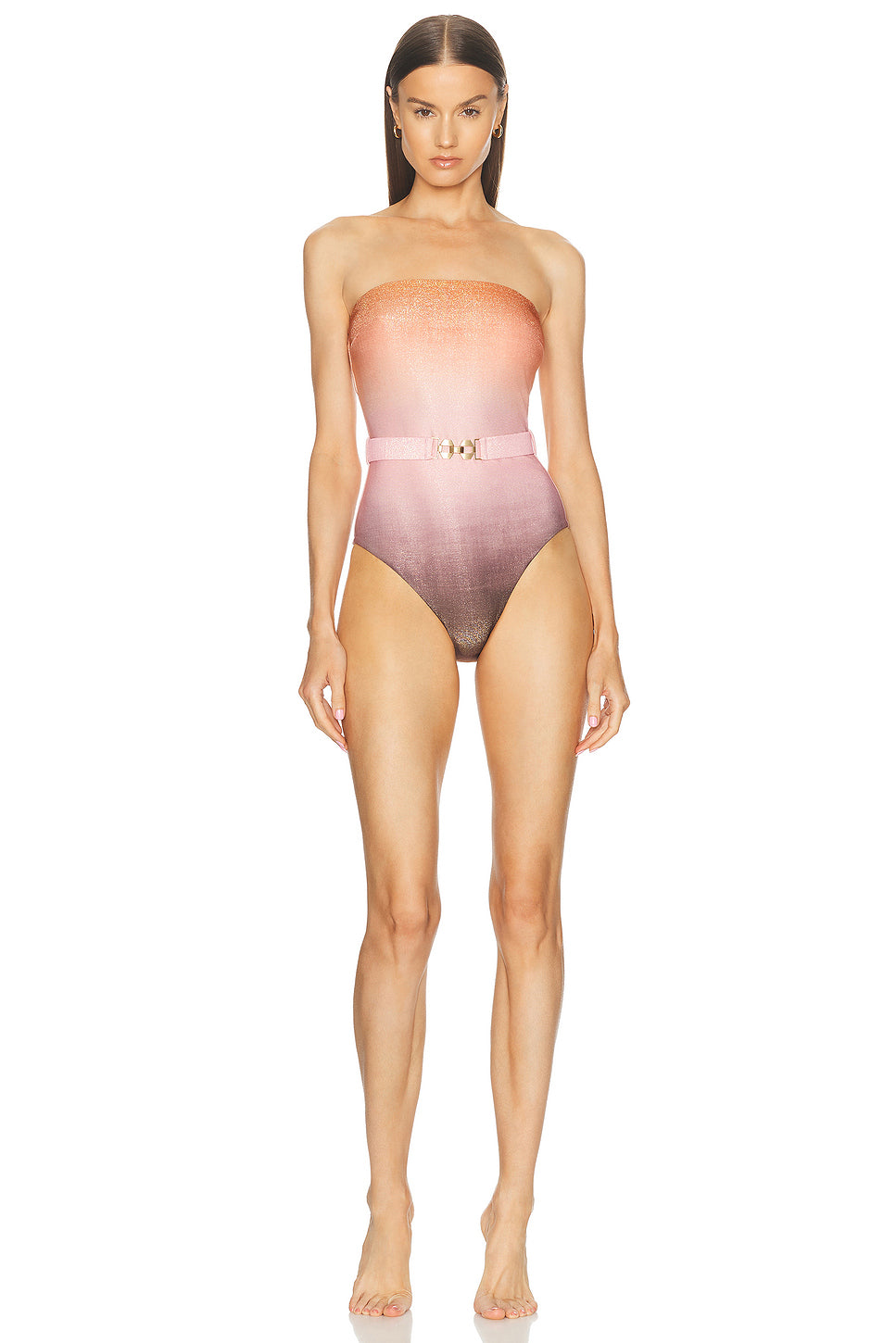 Golden Lurex Bandeau One Piece Swimsuit