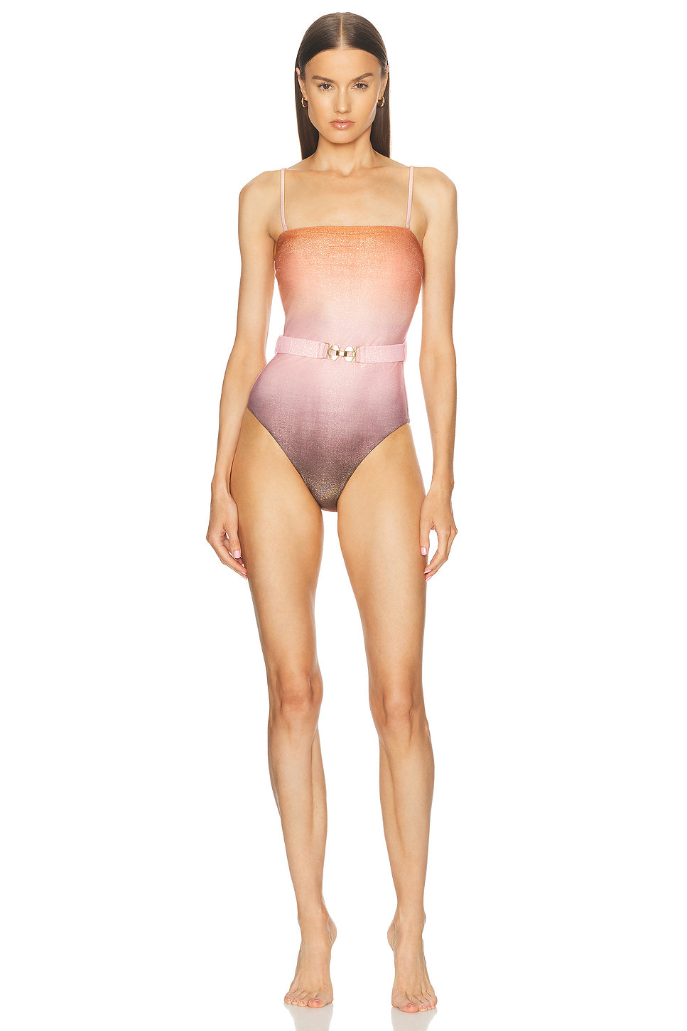 Golden Lurex Bandeau One Piece Swimsuit