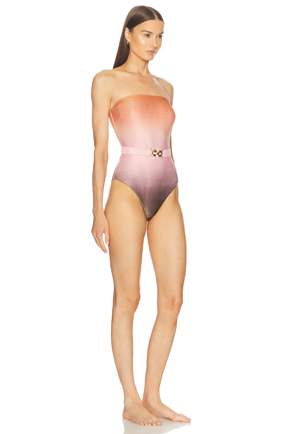 Golden Lurex Bandeau One Piece Swimsuit