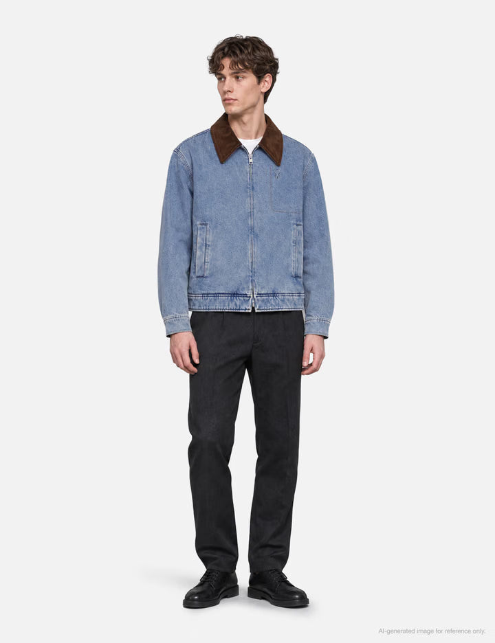 Ami Paris Ami De Coeur Corduroy-Trimmed Denim Jacket