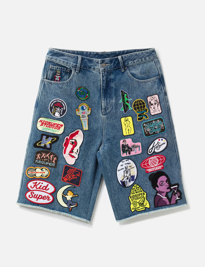 Patches Denim Long Short
