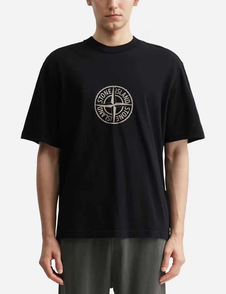 Organic Cotton Jersey Regular Fit T-Shirt With Light Compass Print