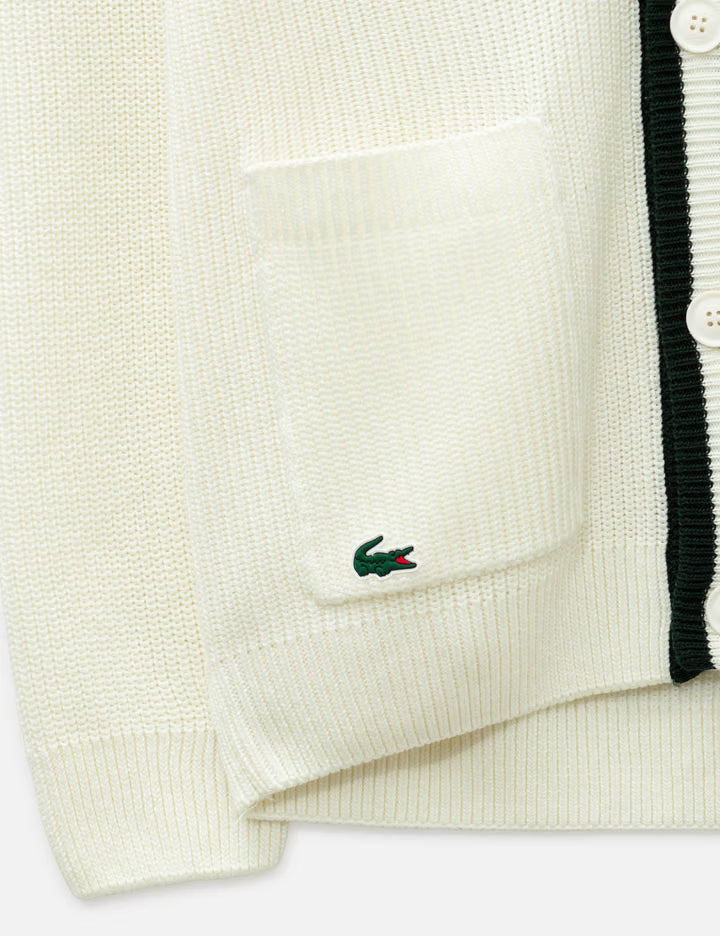 Badge Accent Wool Blend Golf Cardigan