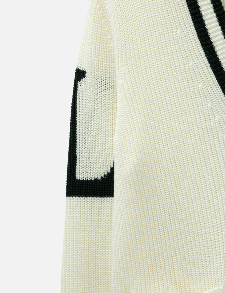 Badge Accent Wool Blend Golf Cardigan