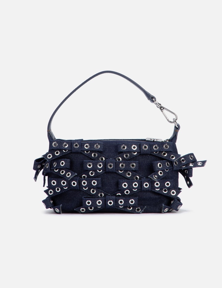 Denim Small Bow Eyelet Butterfly Pouch Bag