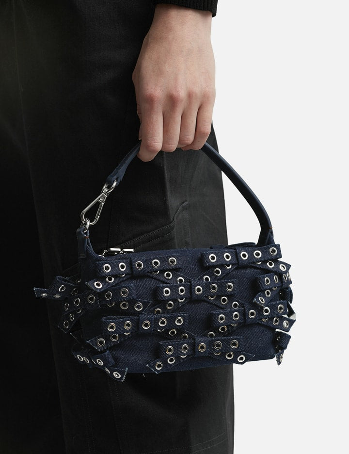 Denim Small Bow Eyelet Butterfly Pouch Bag