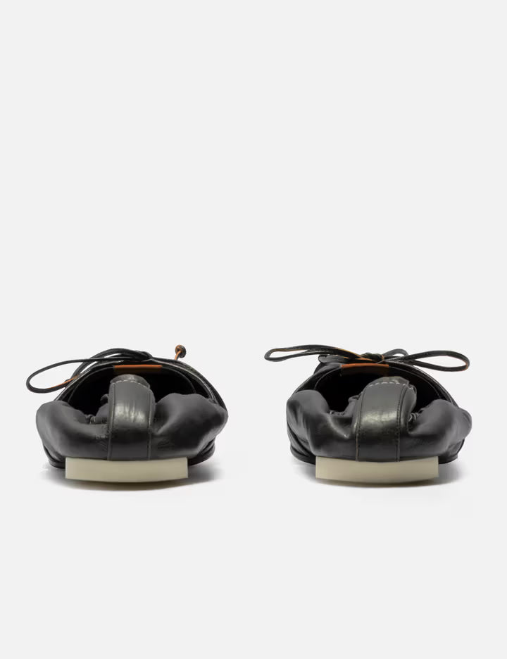Square-Toe Leather Ballerina Shoes