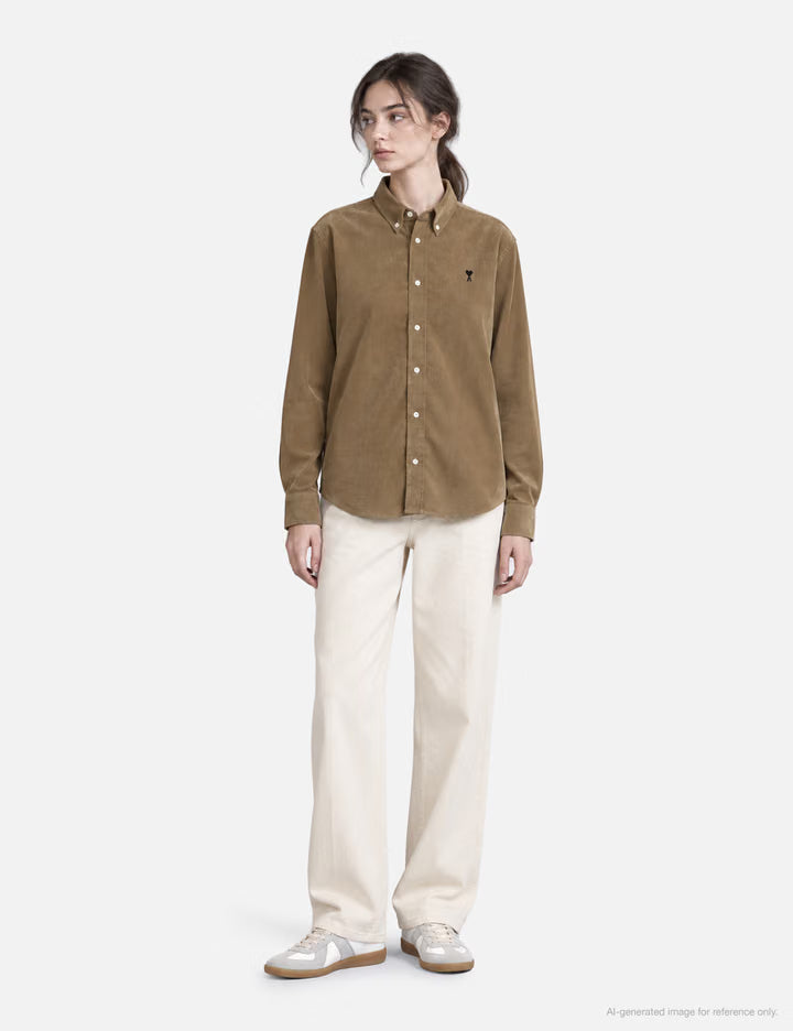 Beige Corduroy Shirt With Ami De Coeur