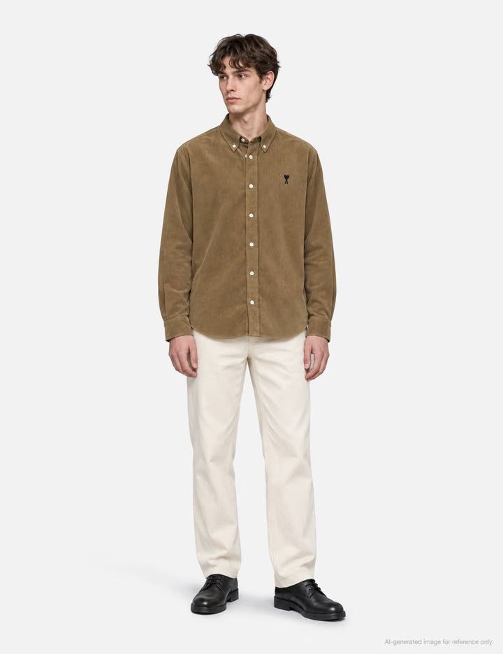 Beige Corduroy Shirt With Ami De Coeur