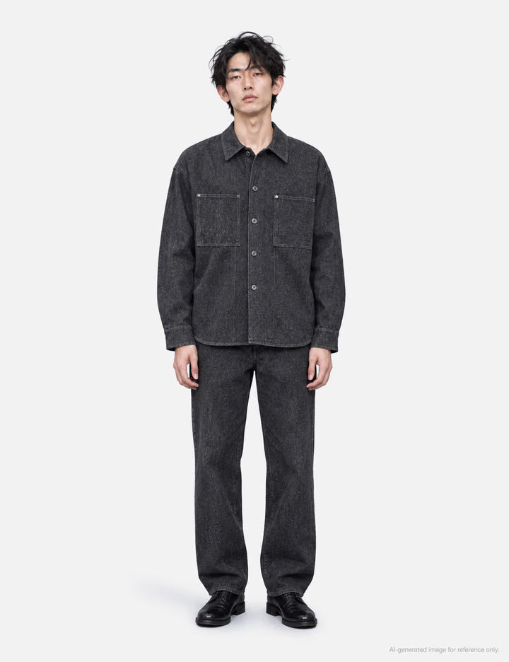 Black Cotton Silk Denim Pants