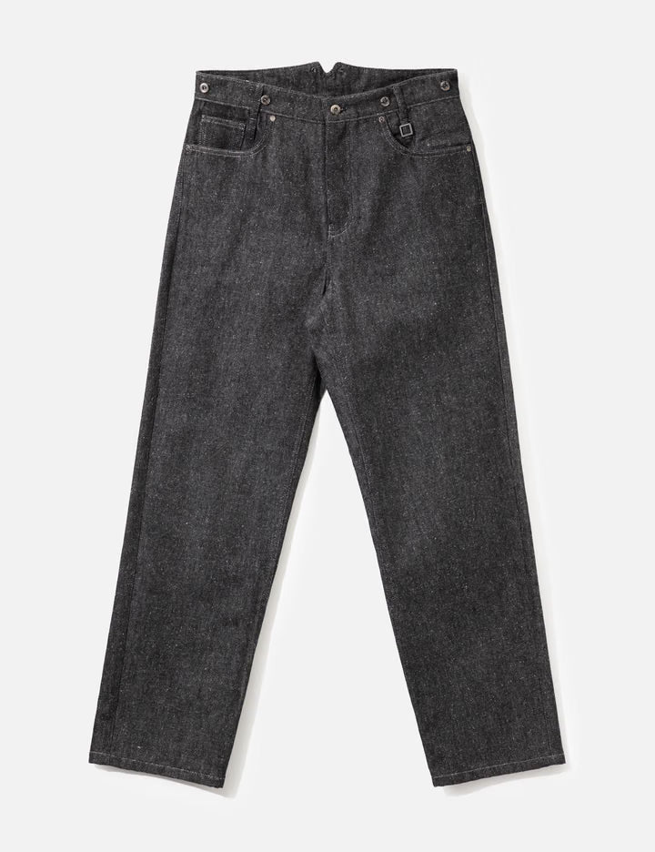 Black Cotton Silk Denim Pants