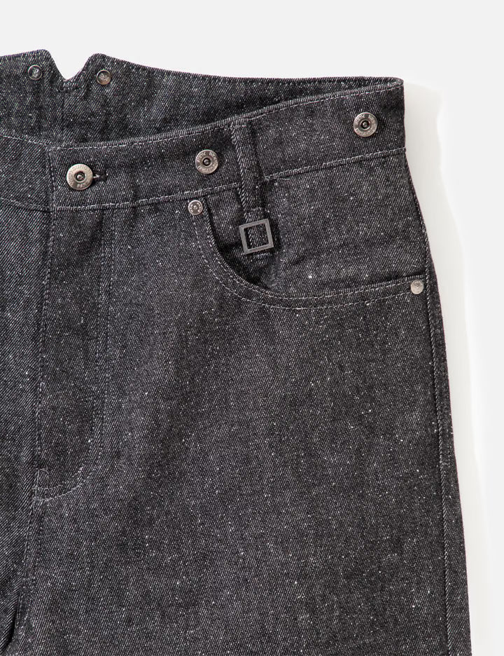 Black Cotton Silk Denim Pants