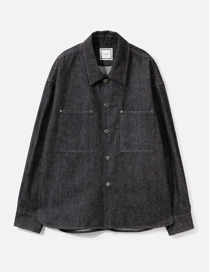 Black Cotton Silk Denim Shirt