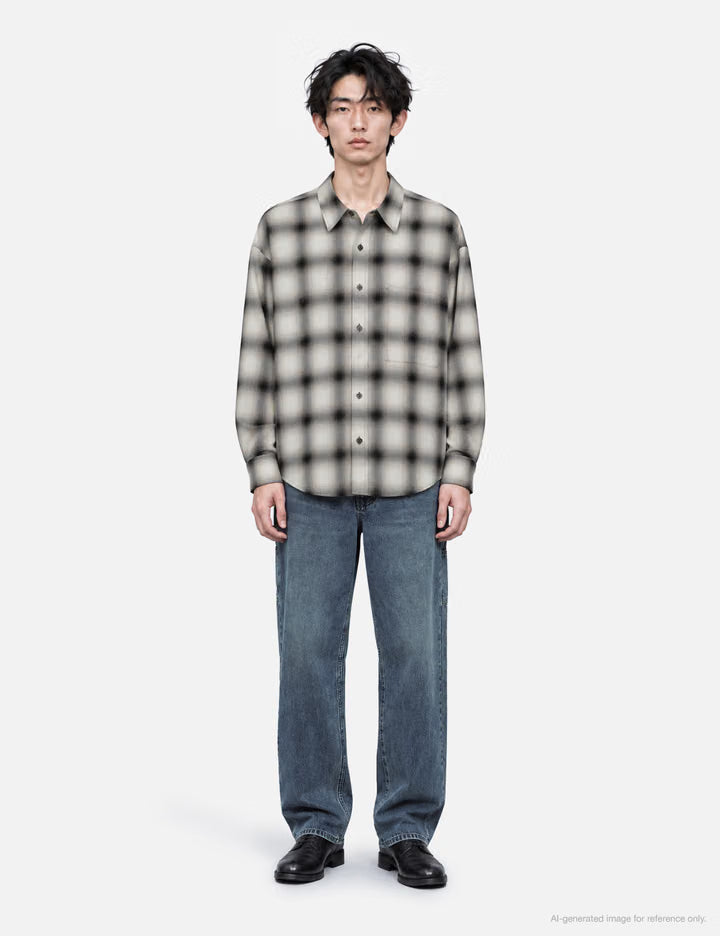 Black Oversized Check Shirt